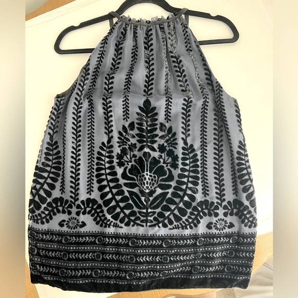 💕 Max Studio Crushed Velvet Halter Top - Navy Blue/Black Size S - Picture 5 of 8